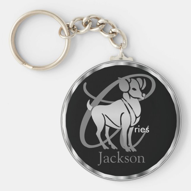 Aries ♈ the Ram - Zodiac Sign Key Ring (Front)