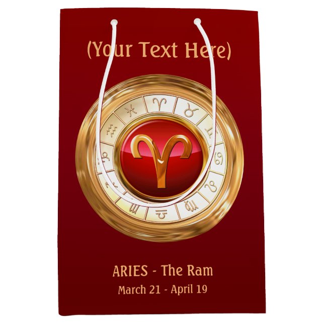 Aries - The Ram Zodiac Sign Medium Gift Bag (Front)