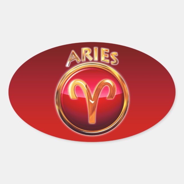 Aries - The Ram Zodiac Sign Oval Sticker (Front)