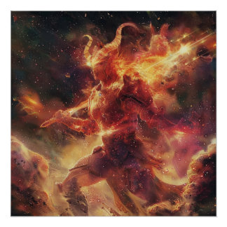 Aries (The Warrior) Zodiac Sign Deity Poster