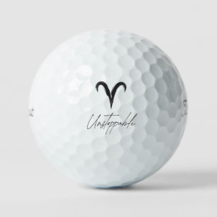 Aries 'Unstoppable' Astrology Lovers Motivational Golf Balls