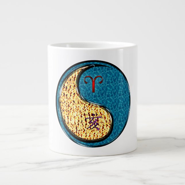 Aries & Water Boar Large Coffee Mug (Front)