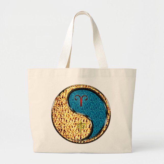 Aries & Water Monkey Large Tote Bag (Front)
