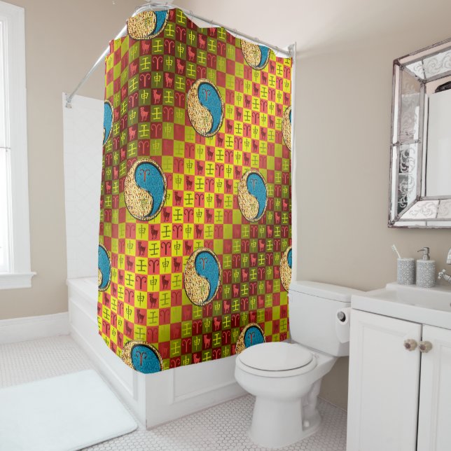 Aries & Water Monkey Shower Curtain (In Situ)