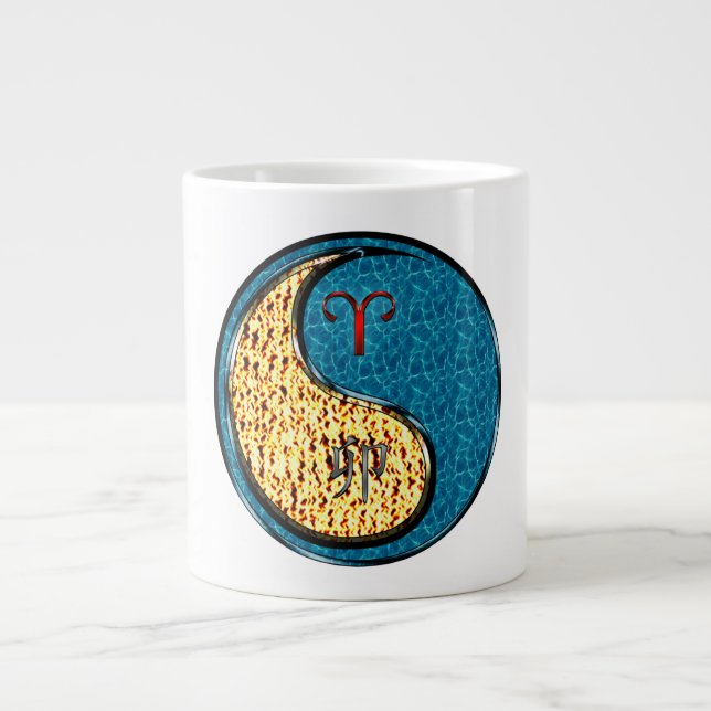 Aries & Water Rabbit Large Coffee Mug (Front)