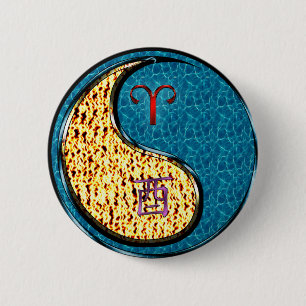 Aries & Water Rooster 6 Cm Round Badge