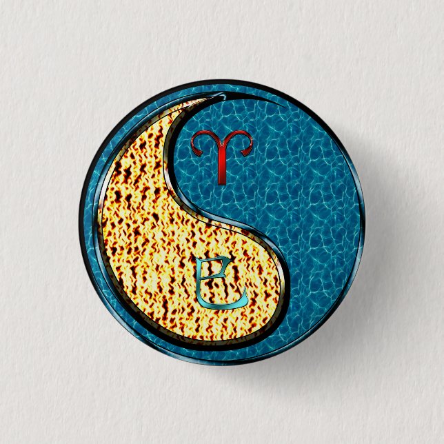 Aries & Water Snake  3 Cm Round Badge (Front)