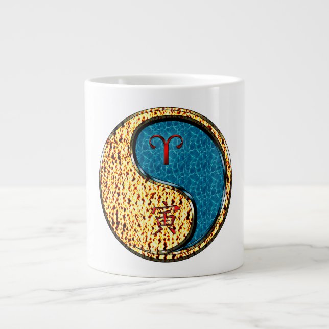 Aries & Water Tiger Large Coffee Mug (Front)