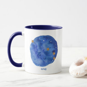 Aries Watercolor Night Sky Constellation Zodiac Mug