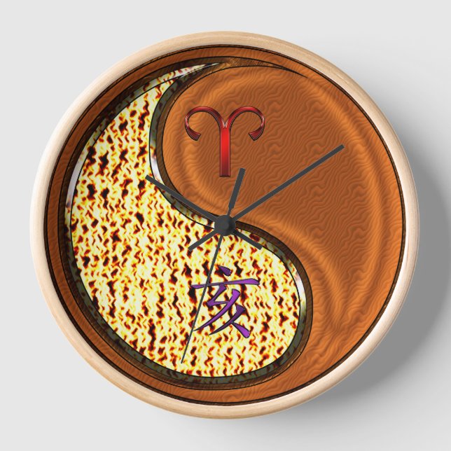 Aries & Wood Boar  Clock (Front)