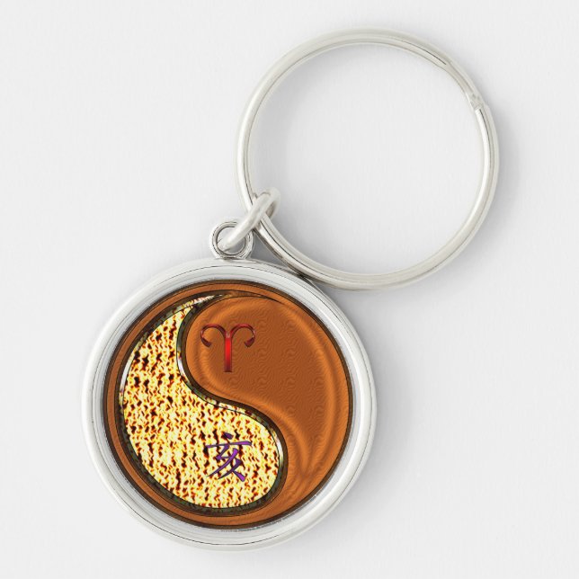 Aries & Wood Boar  Key Ring (Front)