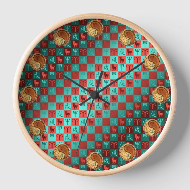 Aries & Wood Dog Clock (Front)