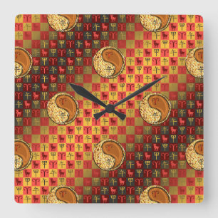 Aries & Wood Horse Square Wall Clock
