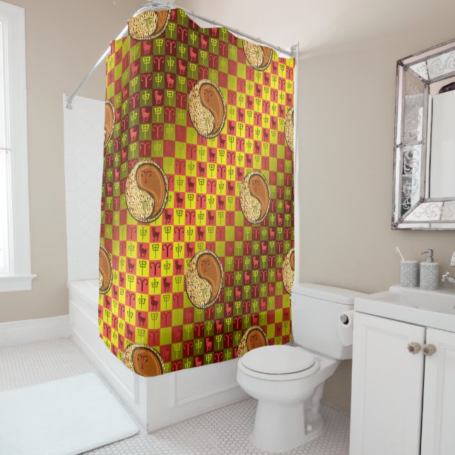 Aries & Wood Monkey Shower Curtain (In Situ)