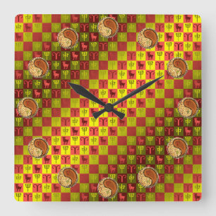 Aries & Wood Monkey Square Wall Clock