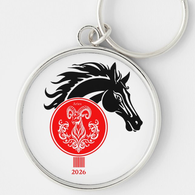 Aries x Custom Year of the Horse 2026 Key Ring (Front)