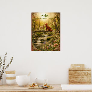 Aries Zodiac Art Dreamy Astrology Collection Poster