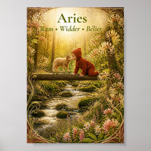 Aries Zodiac Art Dreamy Astrology Collection Poster