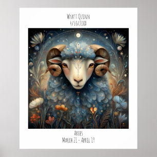 Aries Zodiac Astrology Name & Birthday Poster
