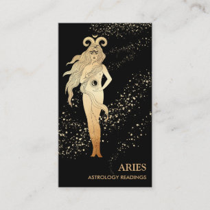 *~* ARIES Zodiac Astrology Reading Gold & Black Business Card