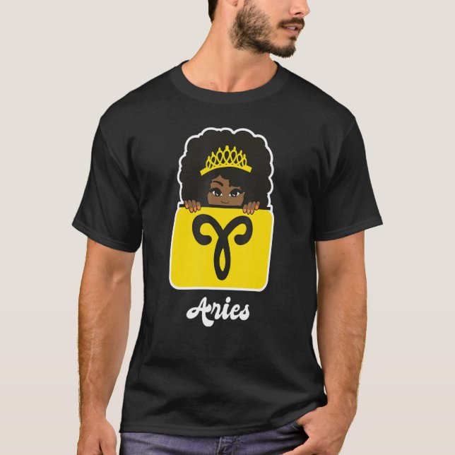 Aries Zodiac Astrology Sign Horoscope Black Queen  T-Shirt (Front)