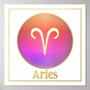 Aries Zodiac Aura Gold Foil Prints