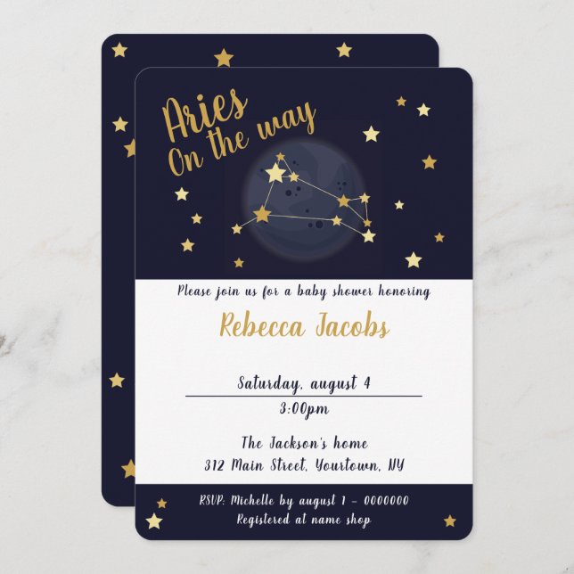Aries zodiac Baby Shower Invitation (Front/Back)