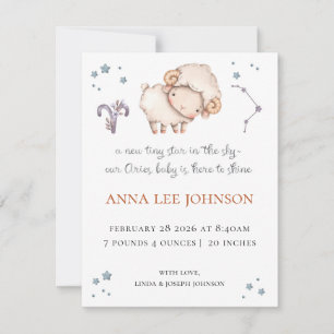 Aries Zodiac Birth Announcement