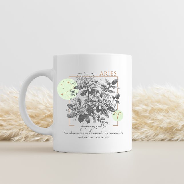 Aries zodiac birth flower month birthday coffee mug (ARIES FLOWER BIRTH MONTH)