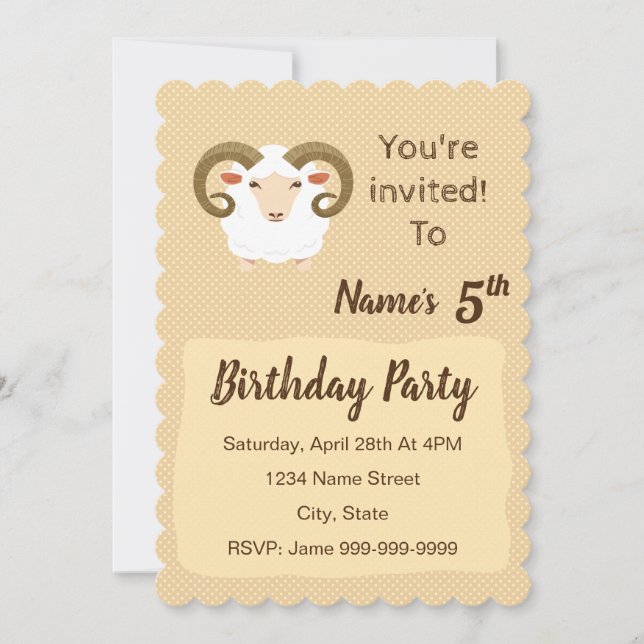 Aries zodiac Birthday Invitation (Front)