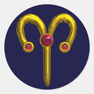 ARIES ZODIAC BIRTHDAY JEWEL CLASSIC ROUND STICKER