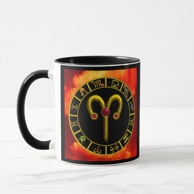 ARIES ZODIAC BIRTHDAY JEWEL MUG (Left)