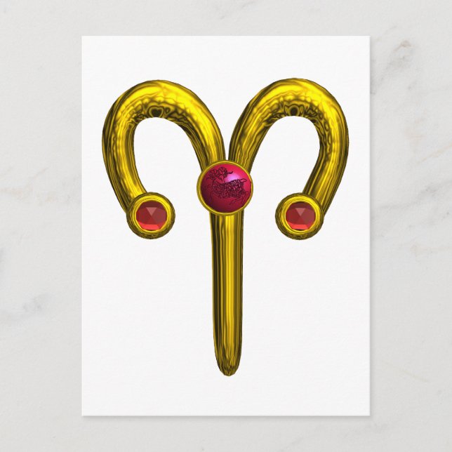ARIES ZODIAC BIRTHDAY JEWEL POSTCARD (Front)