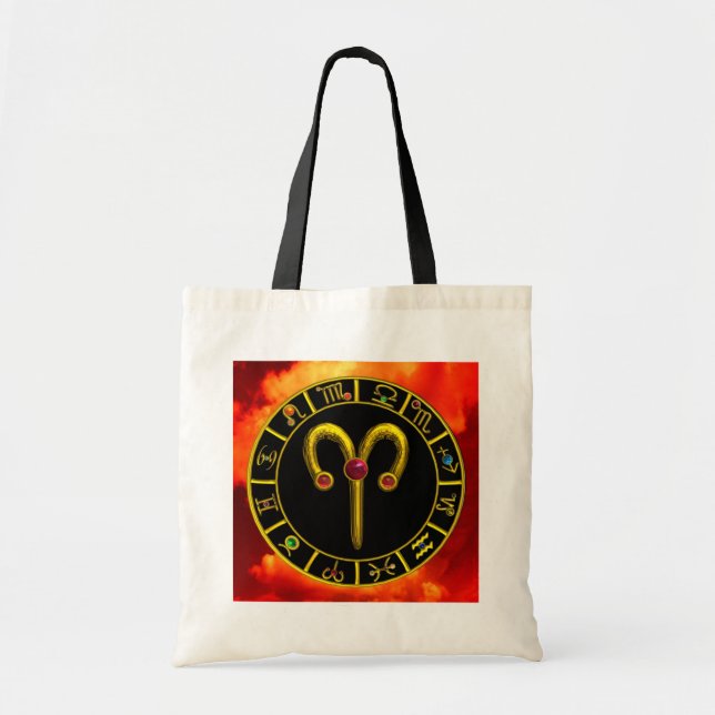 ARIES ZODIAC BIRTHDAY JEWEL TOTE BAG (Front)