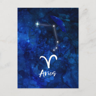 Aries Zodiac Constellation Blue Galaxy Celestial Postcard