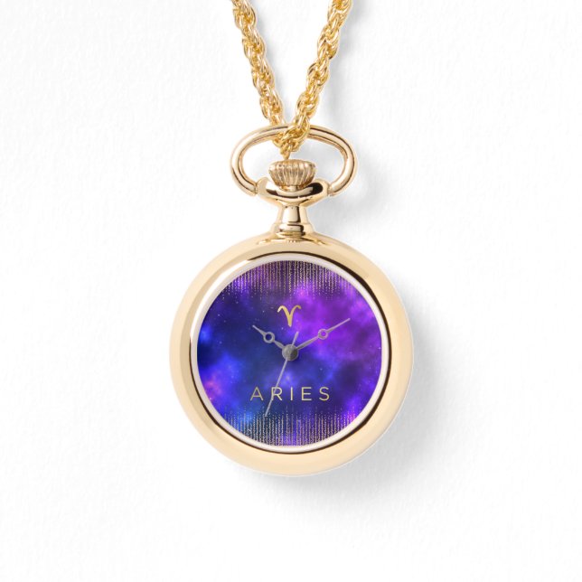 Aries Zodiac Custom Gold Wrap-Around Watch (Front)