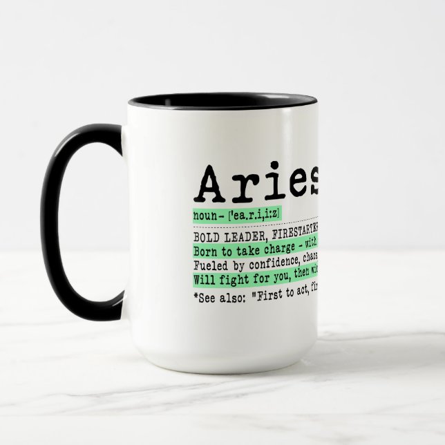 Aries Zodiac  Definition Mug (Left)