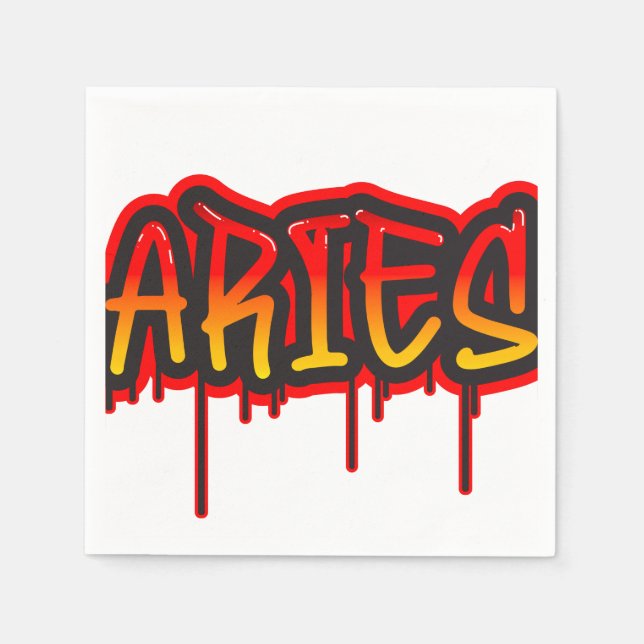 ARIES Zodiac Fire Sign Red Baby Shower Napkin (Front)
