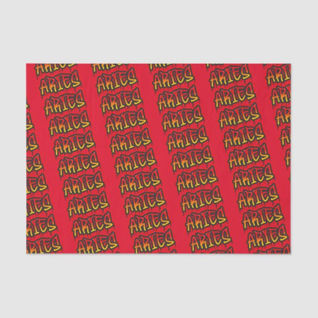 ARIES Zodiac Fire Sign Red Dripping Art Party Tissue Paper (Front)