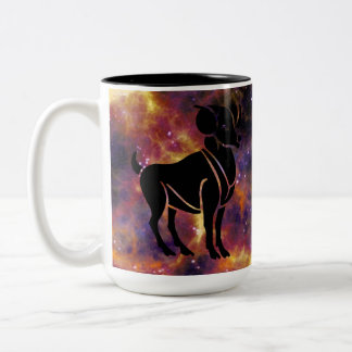 Aries Zodiac Galaxy Silhouette – Astrology Horosco Two-Tone Coffee Mug