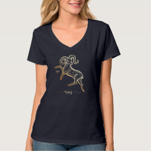 Aries Zodiac Gold Monochrome Graphic T-Shirt