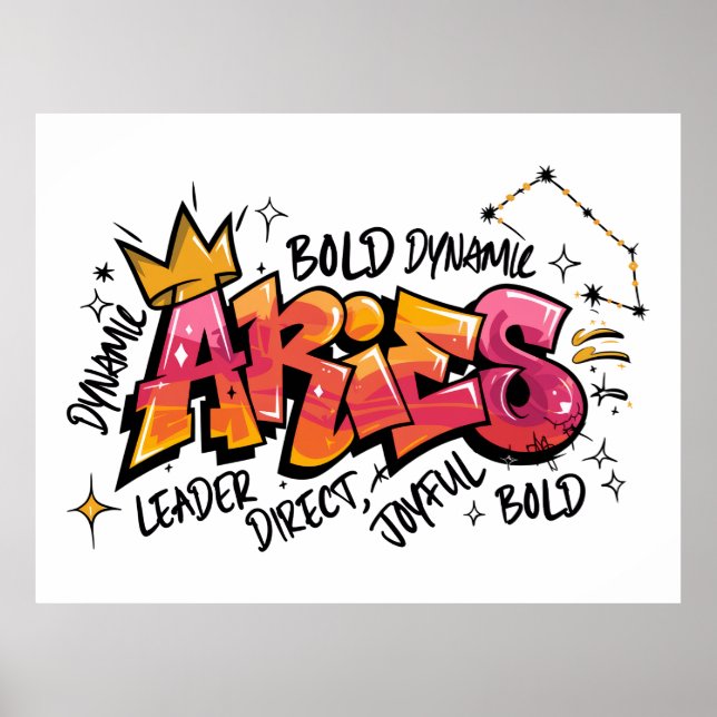 Aries Zodiac Graffiti  Poster (Front)