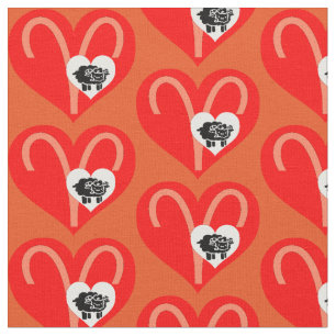 Aries Zodiac Heart Fabric