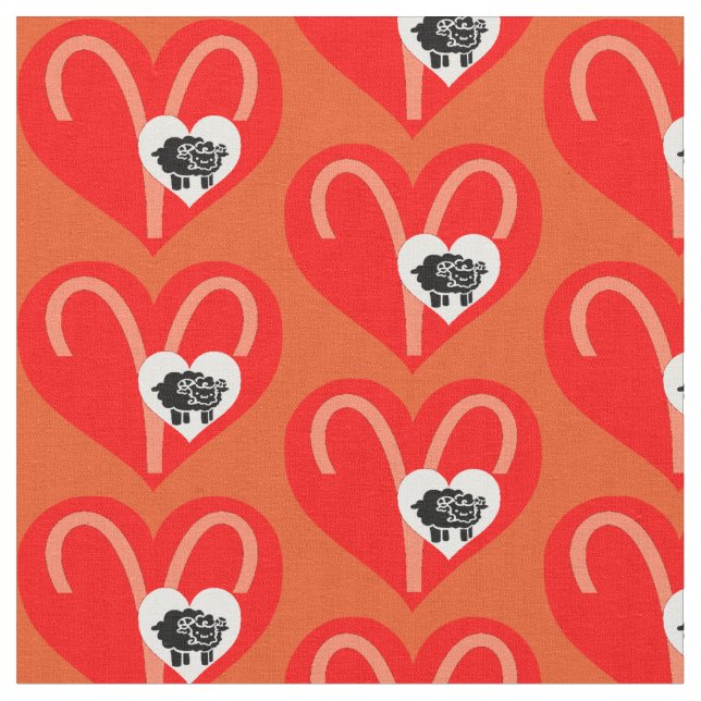 Aries Zodiac Heart Fabric (Close Up)
