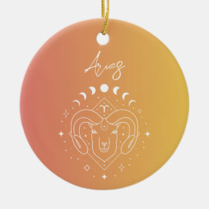 Aries zodiac horoscope star sign gradient ceramic ornament