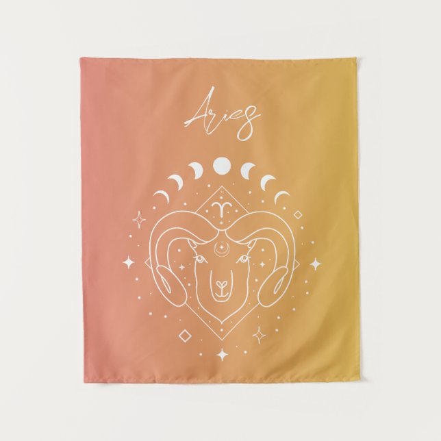 Aries zodiac horoscope star sign gradient tapestry (Front)