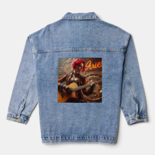 Aries Zodiac Musician Guitar Denim Jacket
