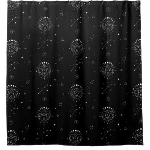 Aries Zodiac Pattern in Black and White Shower Curtain