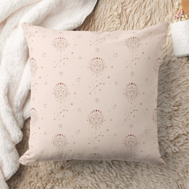Aries Zodiac Pattern in Brown and Burgundy Cushion (Blanket)