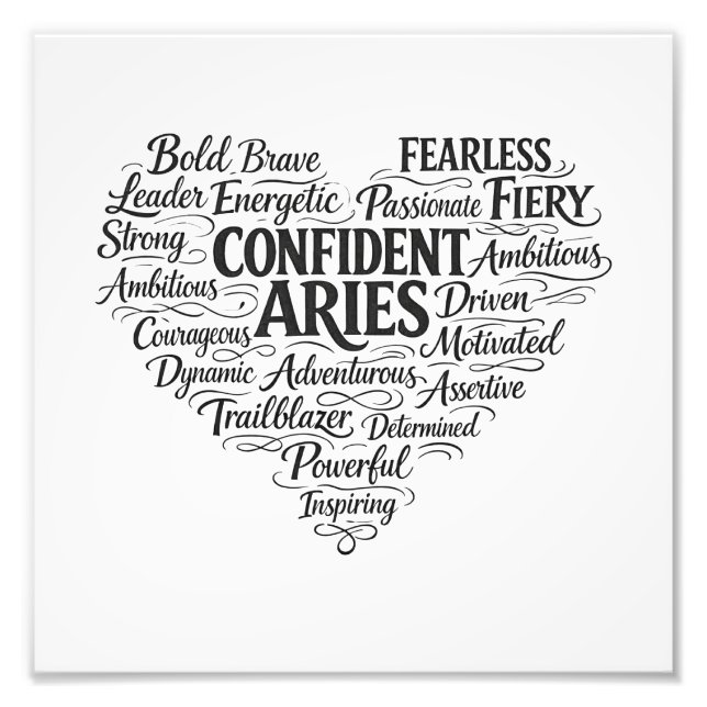 Aries Zodiac Photo Print | Word Cloud Art (Front)
